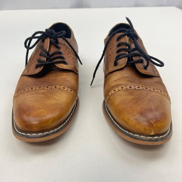 Bar III Men’s Parker Leather Cap Toe Dress Shoes Lace Up Light Brown Size 7.5M - Picture 5 of 9